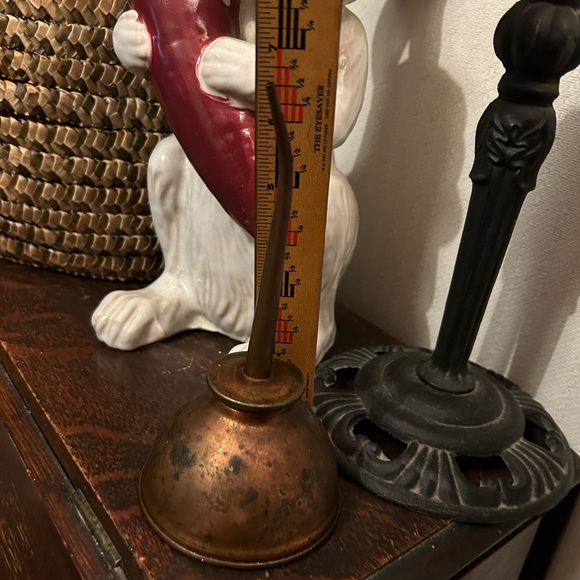 Vintage Copper Oil Can With Angled Spout & Thumb Pump - Picture 3 of 6